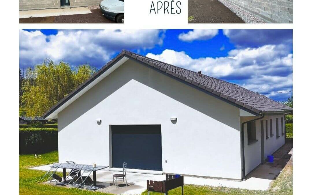 Ravalement de façade avec un enduit finition grattée